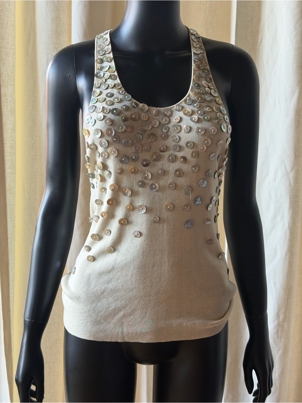 Vintage Alexander McQueen S/S2003 , ‘Irere’ Mother of Pearl Button Cream Tank